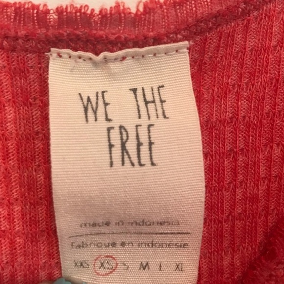 Free People | Red Orange Crop Tee Distressed XS - Picture 5 of 6